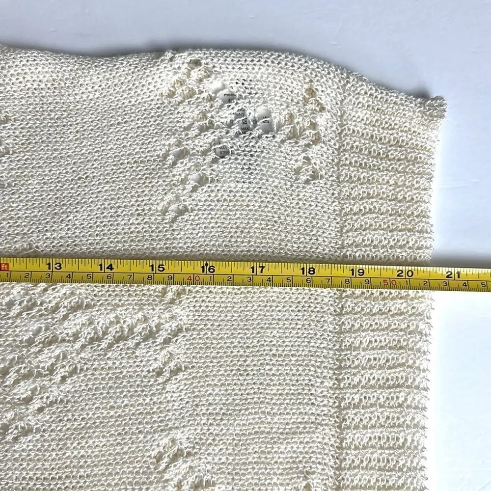 MOODS of NORWAY Cream Knit Top Seeater Boat Neck Batwing Sleeves Linen Blend M
